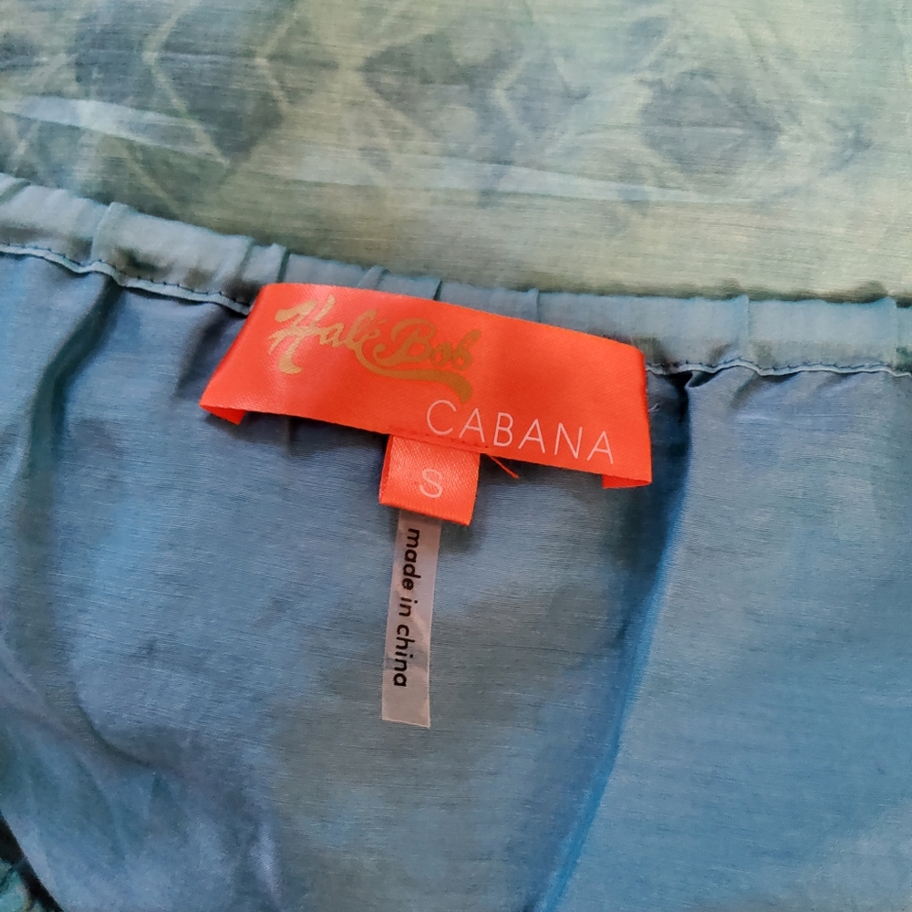 Hale Bob Cabana Silk Embroidered Beaded Tie Dye Peasant Top S Blue New - Picture 7 of 11